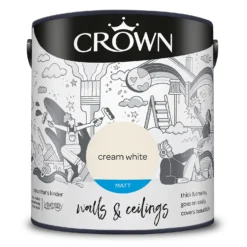 Crown Walls & Ceilings Matt Emulsion Paint Cream White - 2.5L -Crown 12838321 9974969531847355