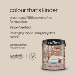 Crown Walls & Ceilings Matt Emulsion Paint Wheatgrass - 5L 15 Crown Walls & Ceilings Matt Emulsion Paint Wheatgrass - 5L -Crown 12839160 1404969530061812