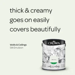Crown Walls & Ceilings Silk Emulsion Paint Milk White - 5L 14 Crown Walls & Ceilings Silk Emulsion Paint Milk White - 5L -Crown 12839467 1074966164088689