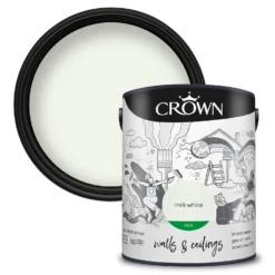 Crown Walls & Ceilings Silk Emulsion Paint Milk White - 5L