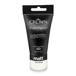 Crown Walls & Ceilings Matt Emulsion Paint Milk White - Tester 40ml -Crown 12839498 1304977310021284