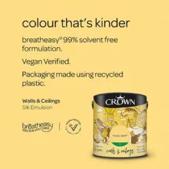Crown Walls & Ceilings Silk Emulsion Paint Happy Daze - 2.5L -Crown 12839729 1014966167257352