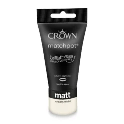 Crown Breatheasy Matt Emulsion Paint Cream White - Tester 40ml -Crown 12839866 8544977309492366