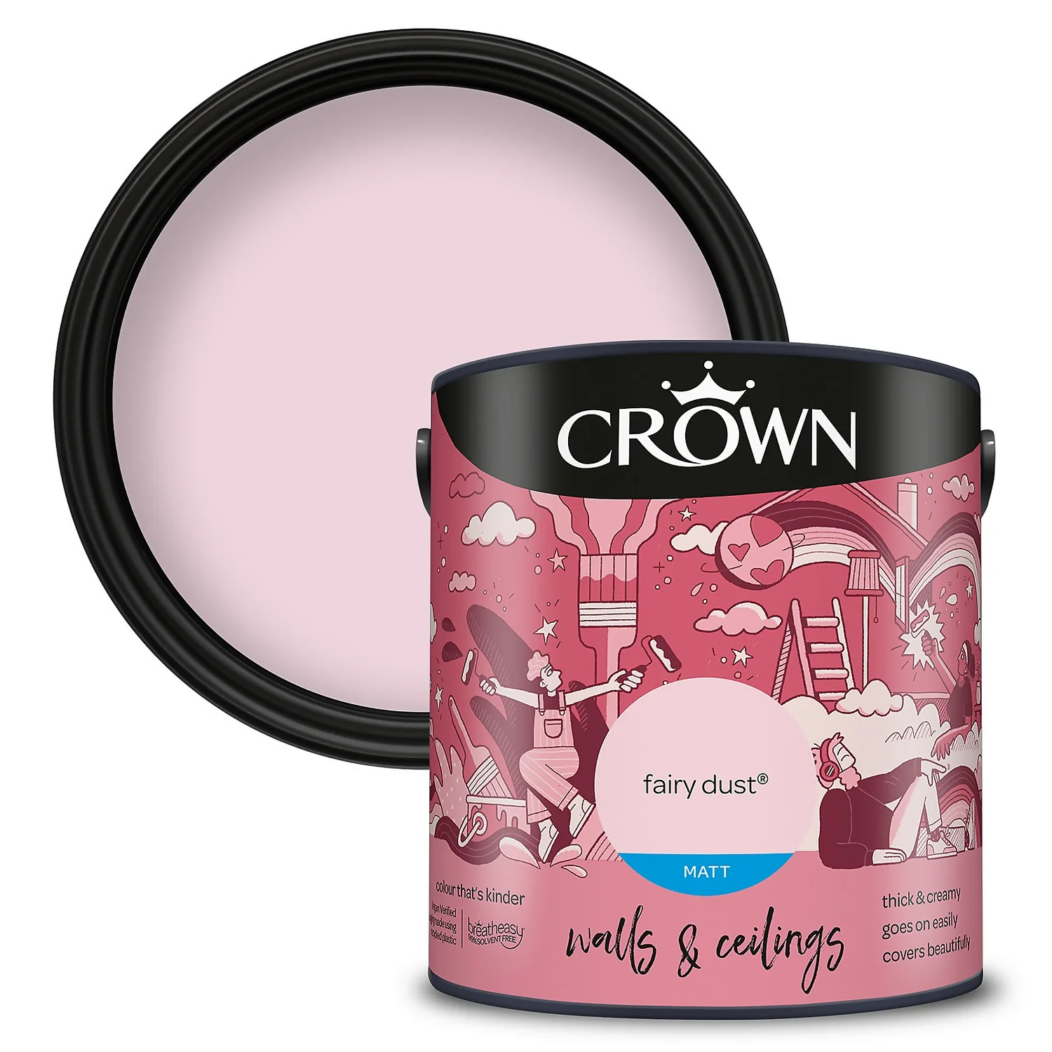 Crown Walls & Ceilings Matt Emulsion Paint Fairy Dust - 2.5L 3 Crown Walls & Ceilings Matt Emulsion Paint Fairy Dust - 2.5L
