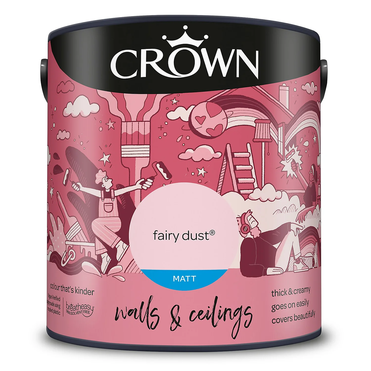Crown Walls & Ceilings Matt Emulsion Paint Fairy Dust - 2.5L 11 Crown Walls & Ceilings Matt Emulsion Paint Fairy Dust - 2.5L - Image 9