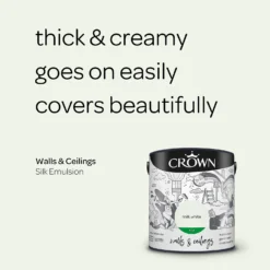 Crown Walls & Ceilings Silk Emulsion Paint Milk White - 2.5L -Crown 12840555 1154966167800658