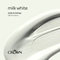 Crown Walls & Ceilings Silk Emulsion Paint Milk White - 2.5L -Crown 12840555 1314966167949263
