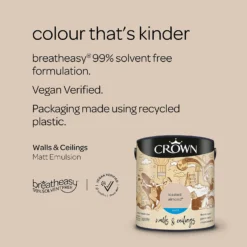 Crown Walls & Ceilings Matt Emulsion Paint Toasted Almond - 2.5L -Crown 12840582 1264969531662357