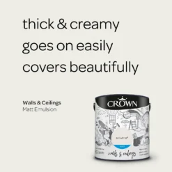Crown Walls & Ceilings Matt Emulsion Paint Sail White - 2.5L -Crown 12841877 1294969530501696
