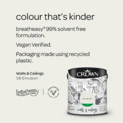 Crown Walls & Ceilings Silk Emulsion Paint Sail White - 2.5L 15 Crown Walls & Ceilings Silk Emulsion Paint Sail White - 2.5L -Crown 12842158 1924966164448575