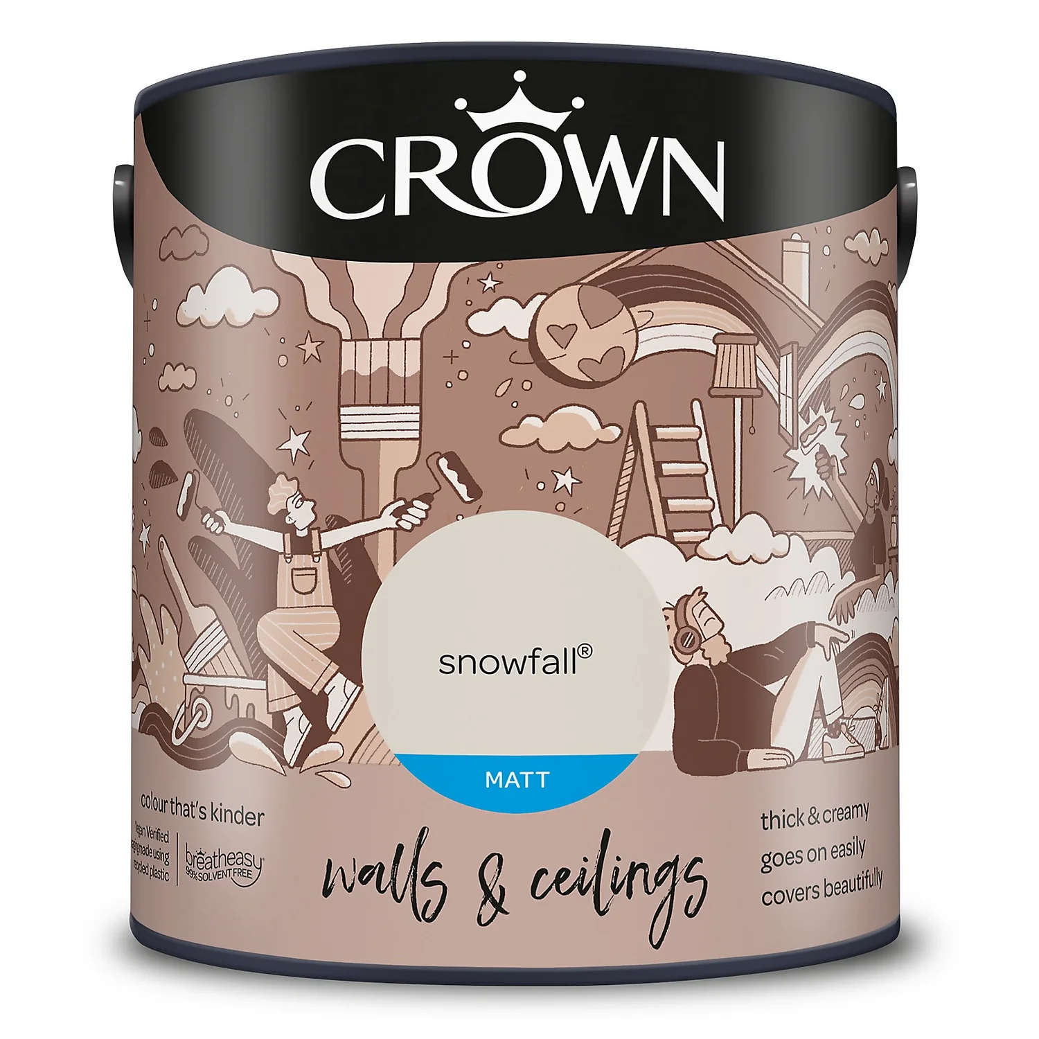 Crown Walls & Ceilings Matt Emulsion Paint Snowfall - 2.5L 11 Crown Walls & Ceilings Matt Emulsion Paint Snowfall - 2.5L - Image 9