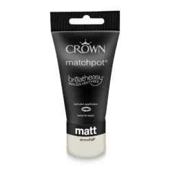 Crown Walls & Ceilings Matt Emulsion Paint Snowfall - Tester 40ml -Crown 12842900 1744977309182523