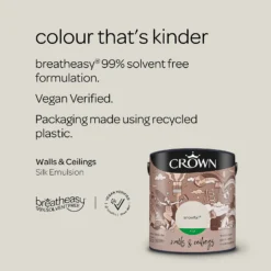 Crown Walls & Ceilings Silk Emulsion Paint Snowfall - 2.5L 15 Crown Walls & Ceilings Silk Emulsion Paint Snowfall - 2.5L -Crown 12843368 1444966165692135