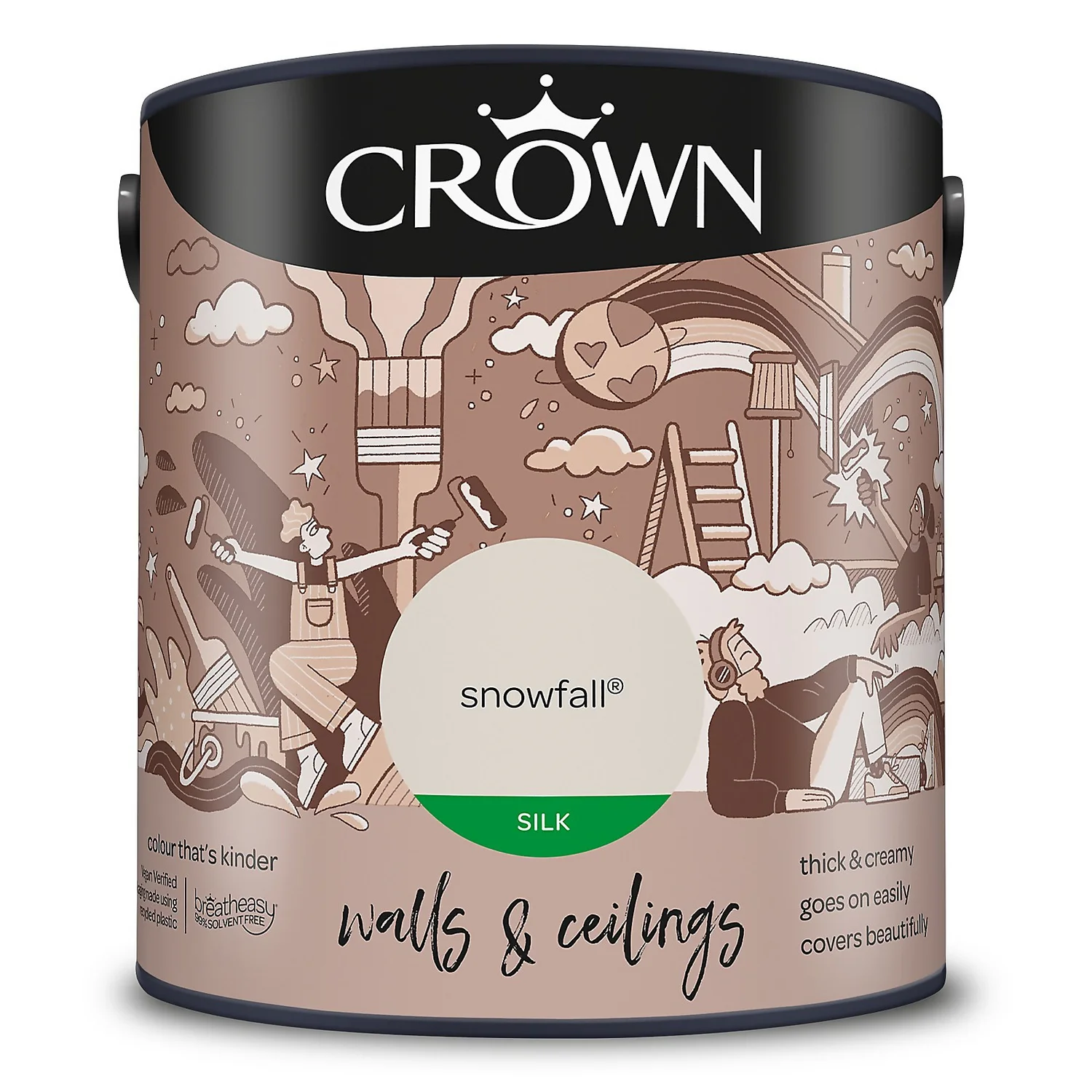 Crown Walls & Ceilings Silk Emulsion Paint Snowfall - 2.5L 11 Crown Walls & Ceilings Silk Emulsion Paint Snowfall - 2.5L - Image 9