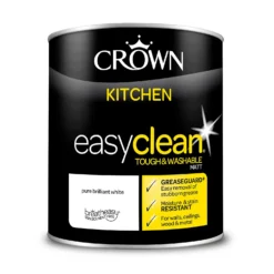 Crown Easyclean Kitchen Paint Brilliant White - 1L -Crown 12886748 1014853415532002