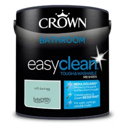 Crown Easyclean® Mouldguard+ Bathroom Mid Sheen Washable Multi Surface Paint Soft Duck Egg® - 2.5 L 15 Crown Easyclean® Mouldguard+ Bathroom Mid Sheen Washable Multi Surface Paint Soft Duck Egg® - 2.5 L -Crown 12886781 1414853416109934