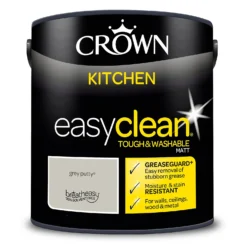 Crown Easyclean®Greaseguard+ Kitchen Matt Washable Multi Surface Paint Grey Putty® - 2.5 L -Crown 12886961 9964853416487193