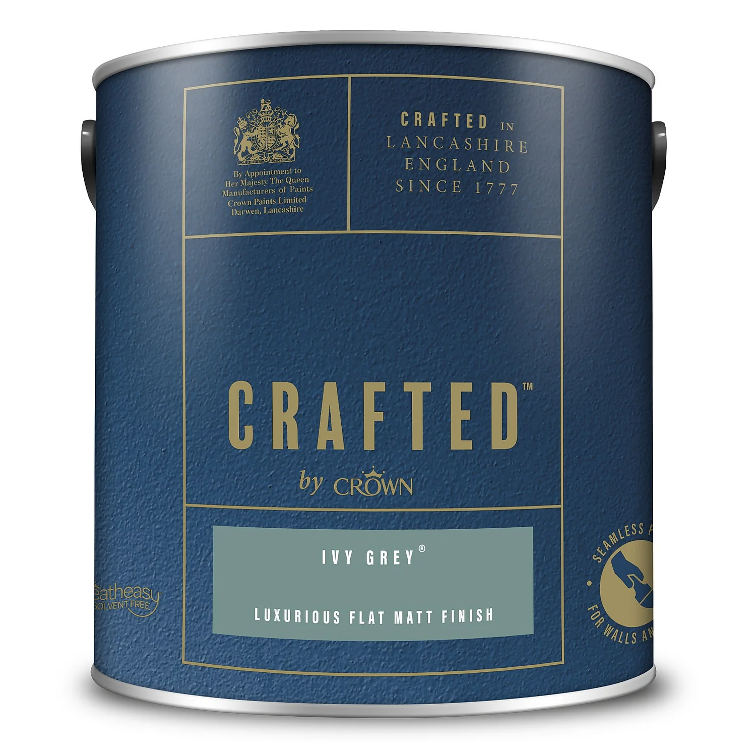 CRAFTED™ By Crown Flat Matt Interior Wall, Ceiling And Wood Paint Ivy Grey® - 2.5L 5 CRAFTED™ By Crown Flat Matt Interior Wall, Ceiling And Wood Paint Ivy Grey® - 2.5L - Image 3