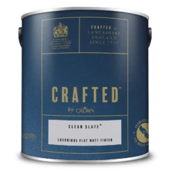 CRAFTED™ By Crown Flat Matt Interior Wall, Ceiling And Wood Paint Clean Slate® - 2.5L -Crown 13167148 1034881111104739