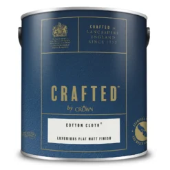 CRAFTED™ By Crown Flat Matt Interior Wall, Ceiling And Wood Paint Cotton Cloth® - 2.5L -Crown 13167152 5744881122404383