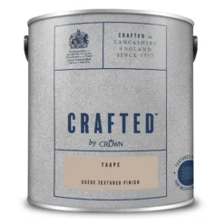 CRAFTED™ By Crown Suede Textured Matt Emulsion Interior Wall Paint Taupe - 2.5L -Crown 13167155 1194881162861915