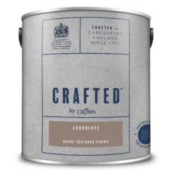 CRAFTED™ By Crown Suede Textured Matt Emulsion Interior Wall Paint Chocolate - 2.5L -Crown 13167160 1934881160806114