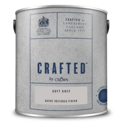 CRAFTED™ By Crown Suede Textured Matt Emulsion Interior Wall Paint Soft Grey - 2.5L -Crown 13167162 1014881162452964
