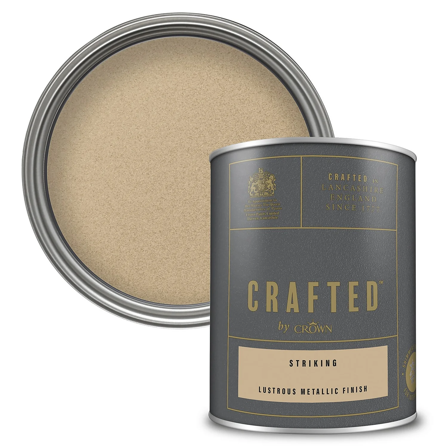 CRAFTED™ By Crown Lustrous Metallic Interior Wall And Wood Paint Striking - 1.25L 3 CRAFTED™ By Crown Lustrous Metallic Interior Wall And Wood Paint Striking - 1.25L