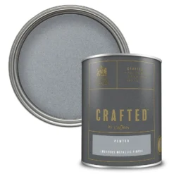CRAFTED™ By Crown Lustrous Metallic Interior Wall And Wood Paint Pewter - 1.25L