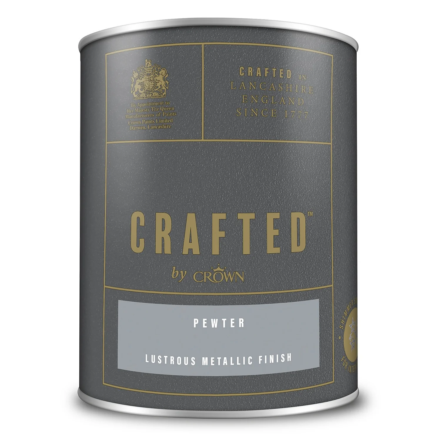 CRAFTED™ By Crown Lustrous Metallic Interior Wall And Wood Paint Pewter - 1.25L 5 CRAFTED™ By Crown Lustrous Metallic Interior Wall And Wood Paint Pewter - 1.25L - Image 3