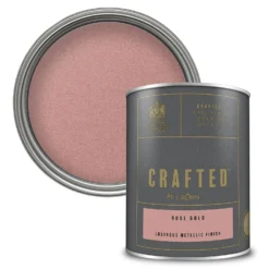 CRAFTED™ By Crown Lustrous Metallic Interior Wall And Wood Paint Rose Gold - 1.25L