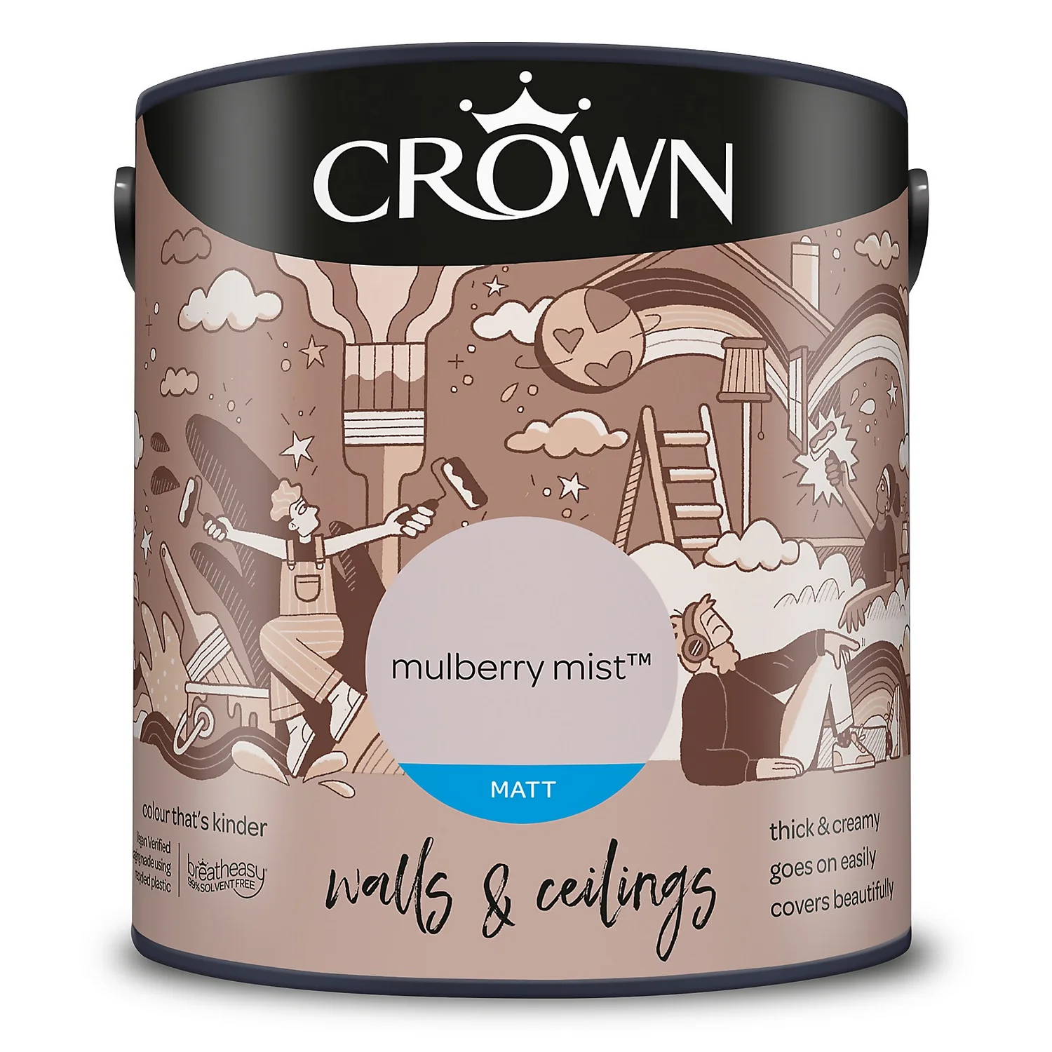Crown Matt Emulsion Paint Mulberry Mist - 2.5L 11 Crown Matt Emulsion Paint Mulberry Mist - 2.5L - Image 9