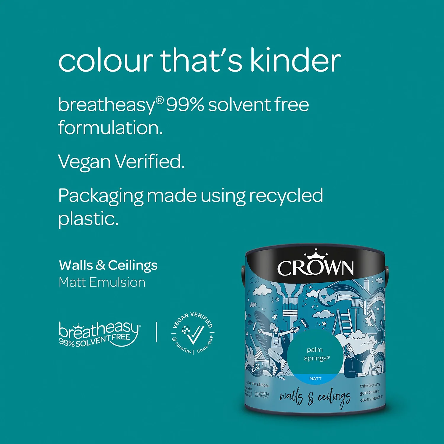 Crown Matt Emulsion Paint Palm Springs - 2.5L 7 Crown Matt Emulsion Paint Palm Springs - 2.5L - Image 5