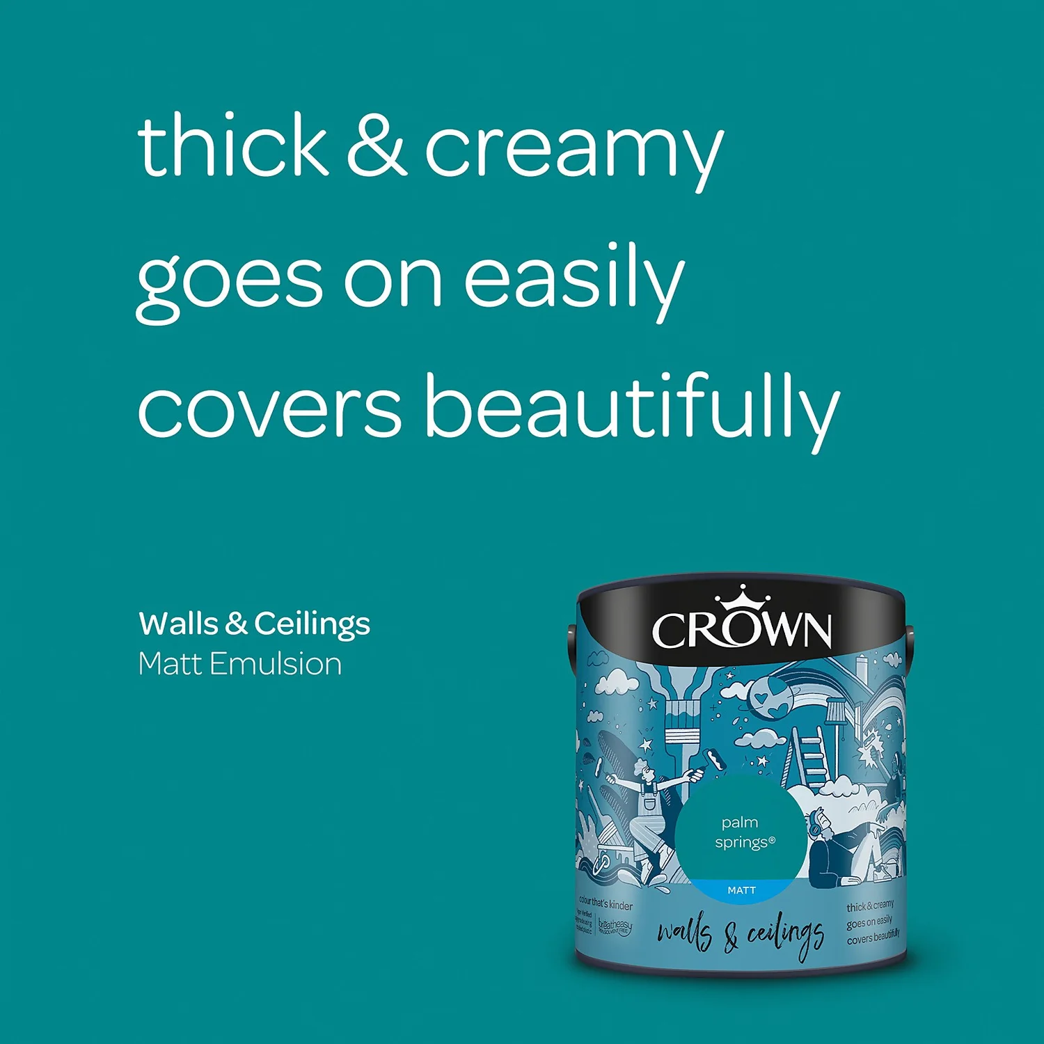 Crown Matt Emulsion Paint Palm Springs - 2.5L 6 Crown Matt Emulsion Paint Palm Springs - 2.5L - Image 4