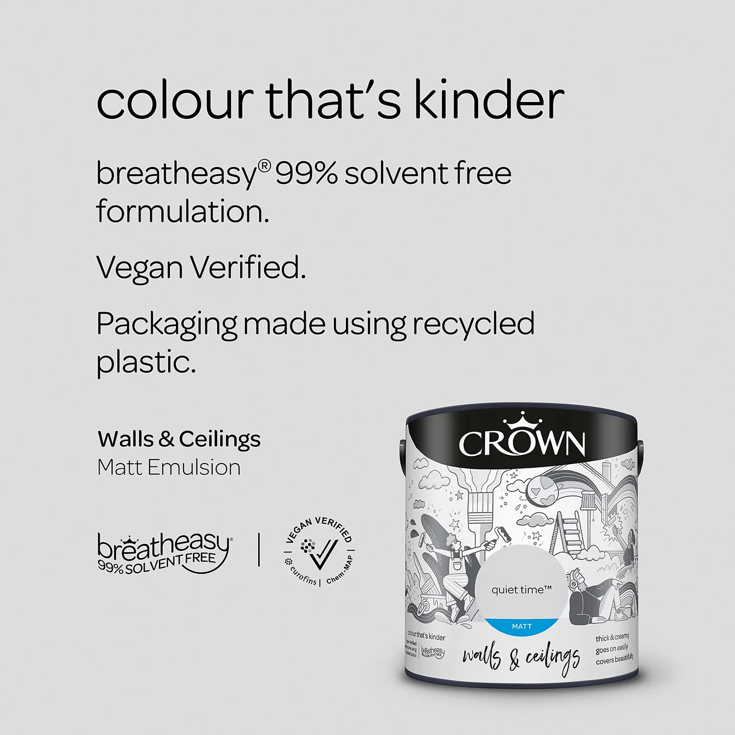 Crown Matt Emulsion Paint Quiet Time - 2.5L 7 Crown Matt Emulsion Paint Quiet Time - 2.5L - Image 5