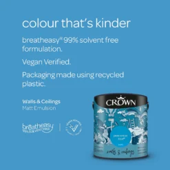 Crown Matt Emulsion Paint Peek-a-Boo Blue - 2.5L -Crown 13807030 1484964056240356