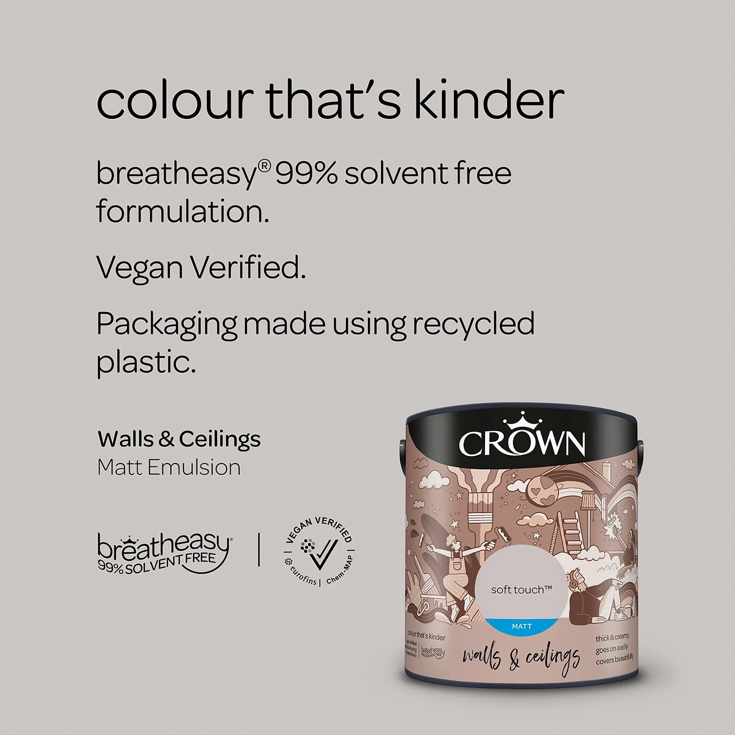 Crown Matt Emulsion Paint Soft Touch - 2.5L 7 Crown Matt Emulsion Paint Soft Touch - 2.5L - Image 5