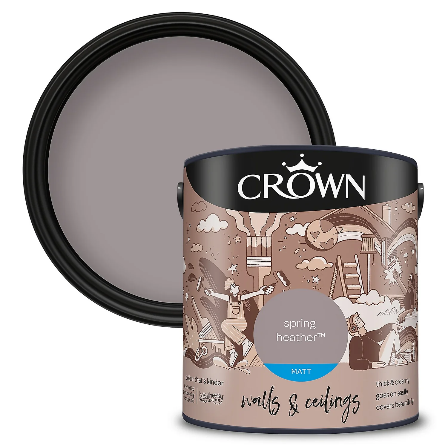 Crown Matt Emulsion Paint Spring Heather - 2.5L 3 Crown Matt Emulsion Paint Spring Heather - 2.5L