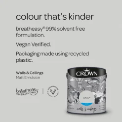 Crown Matt Emulsion Paint Taffeta - 2.5L -Crown 13807041 5324964077694442