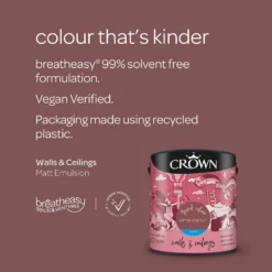 Crown Matt Emulsion Paint Winter Cherry - 2.5L -Crown 13807044 7314964080447008