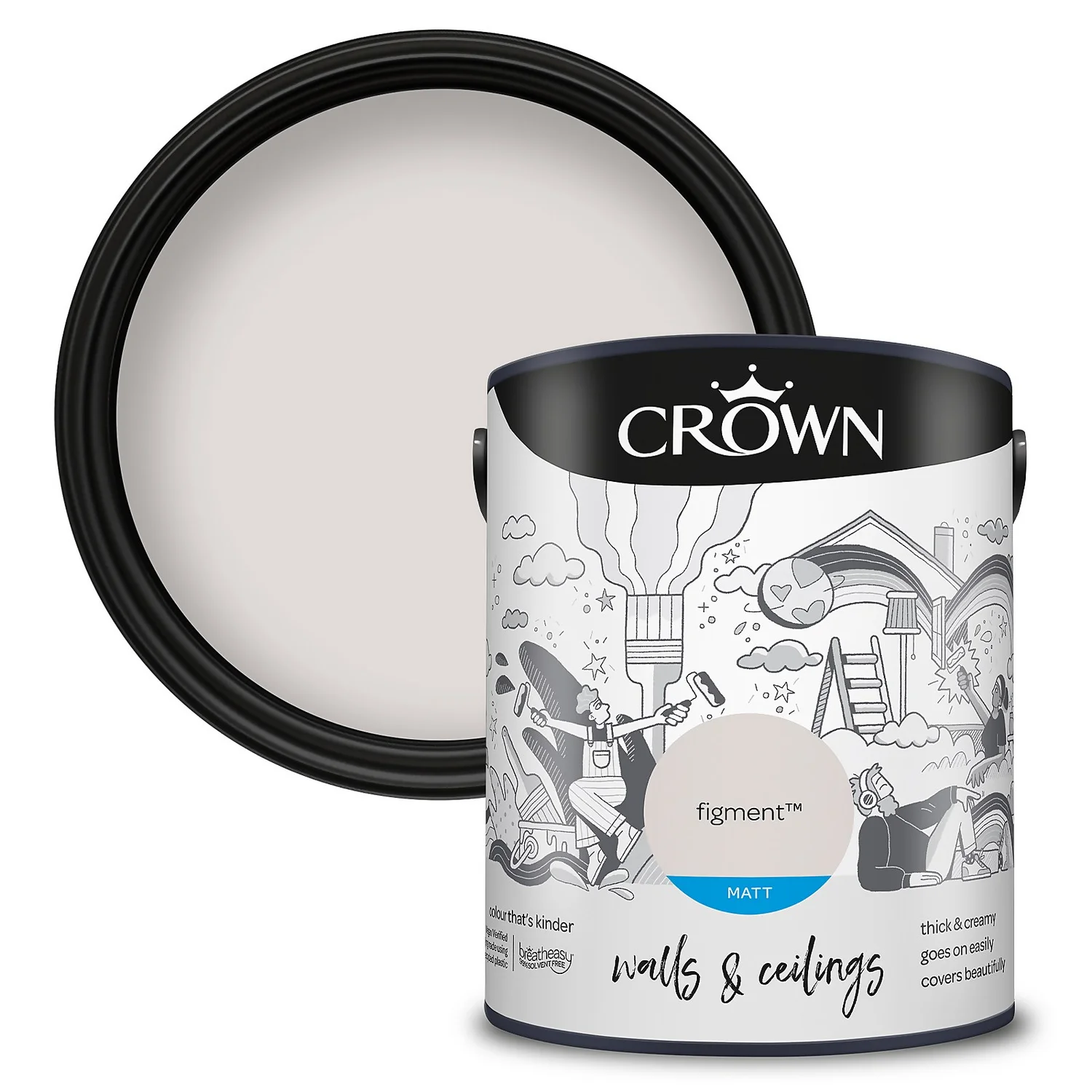 Crown Matt Emulsion Paint Figment - 5L 3 Crown Matt Emulsion Paint Figment - 5L