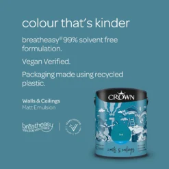 Crown Matt Emulsion Paint Teal - 5L -Crown 13807057 1274964079322458