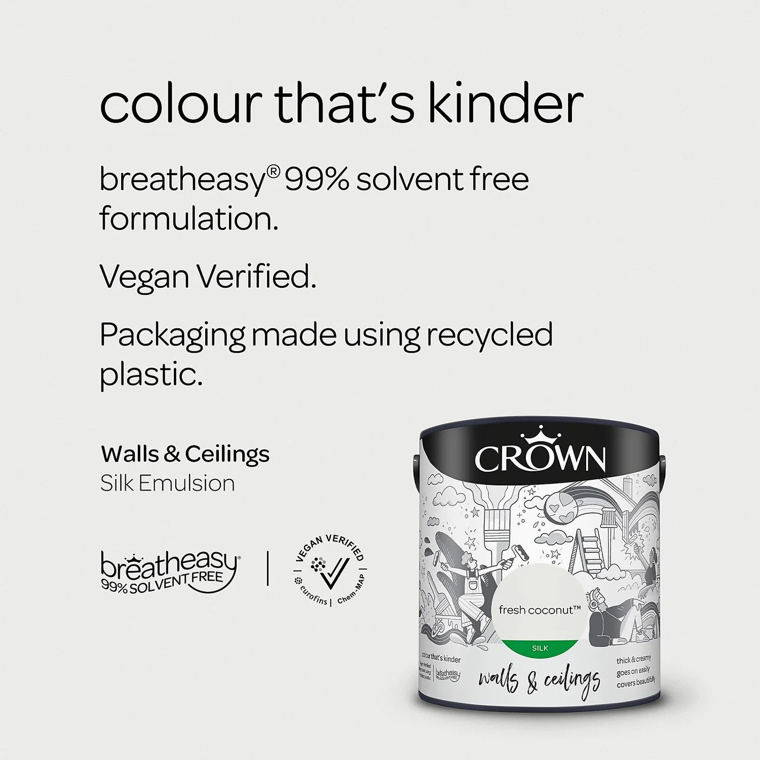 Crown Silk Emulsion Paint Fresh Coconut - 2.5L 7 Crown Silk Emulsion Paint Fresh Coconut - 2.5L - Image 5