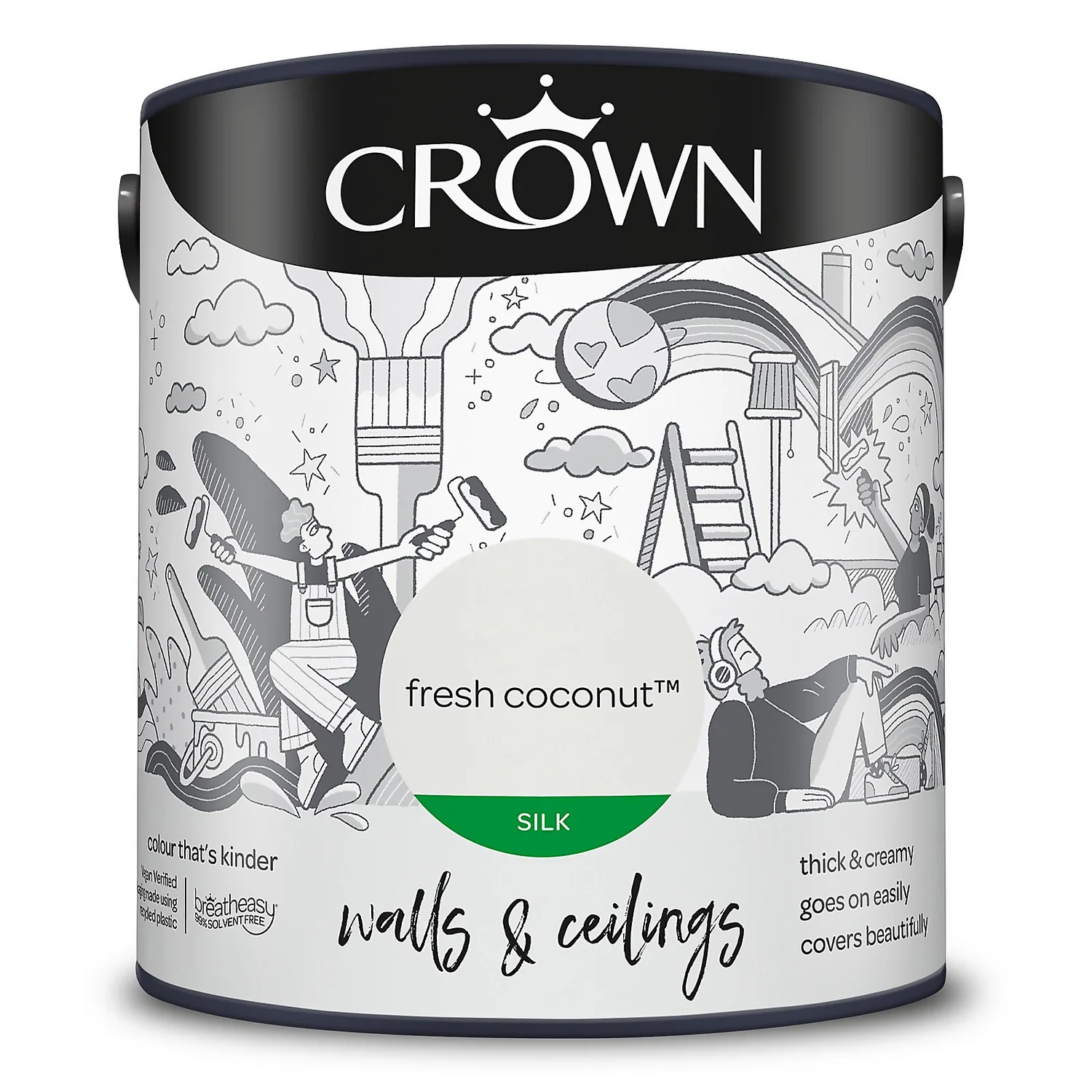 Crown Silk Emulsion Paint Fresh Coconut - 2.5L 11 Crown Silk Emulsion Paint Fresh Coconut - 2.5L - Image 9