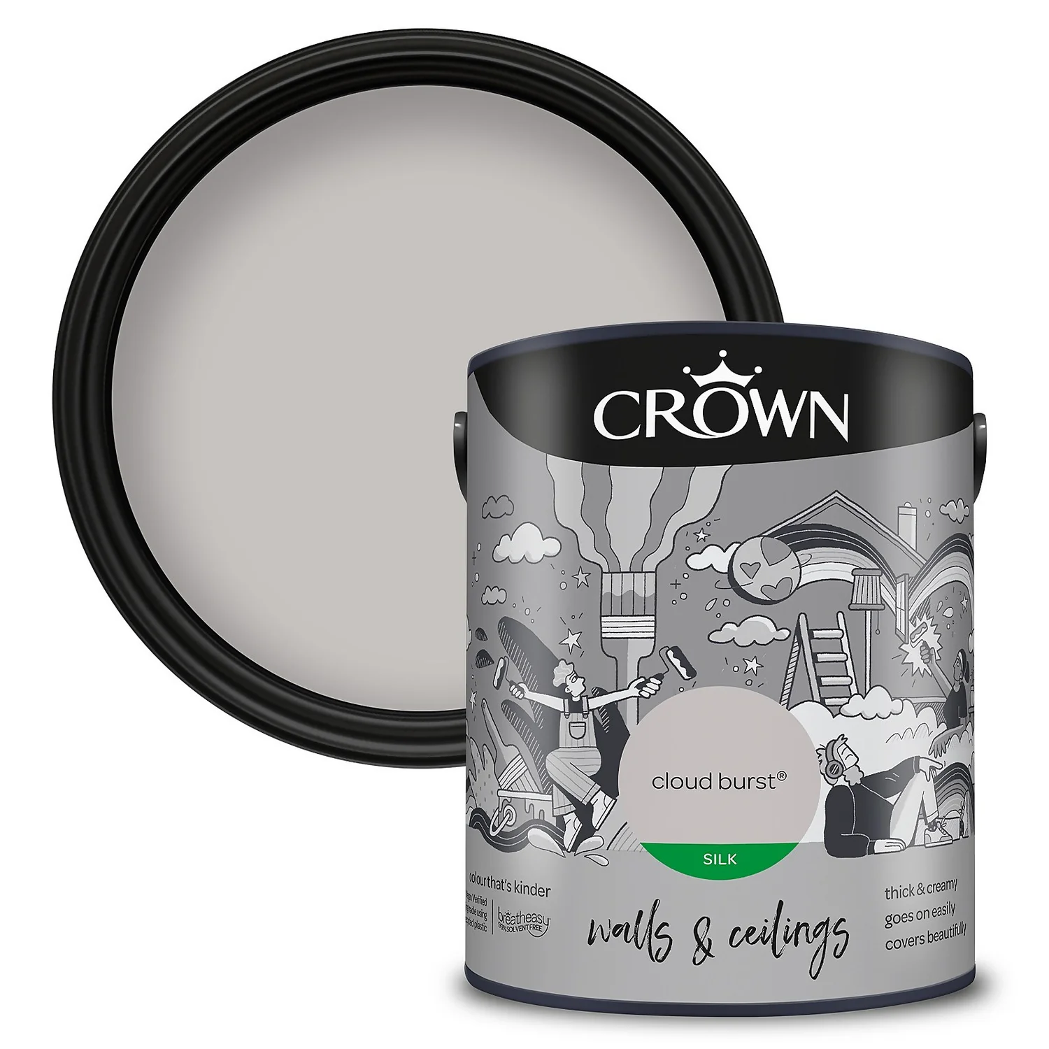 Crown Silk Emulsion Paint Cloud Burst - 5L 3 Crown Silk Emulsion Paint Cloud Burst - 5L