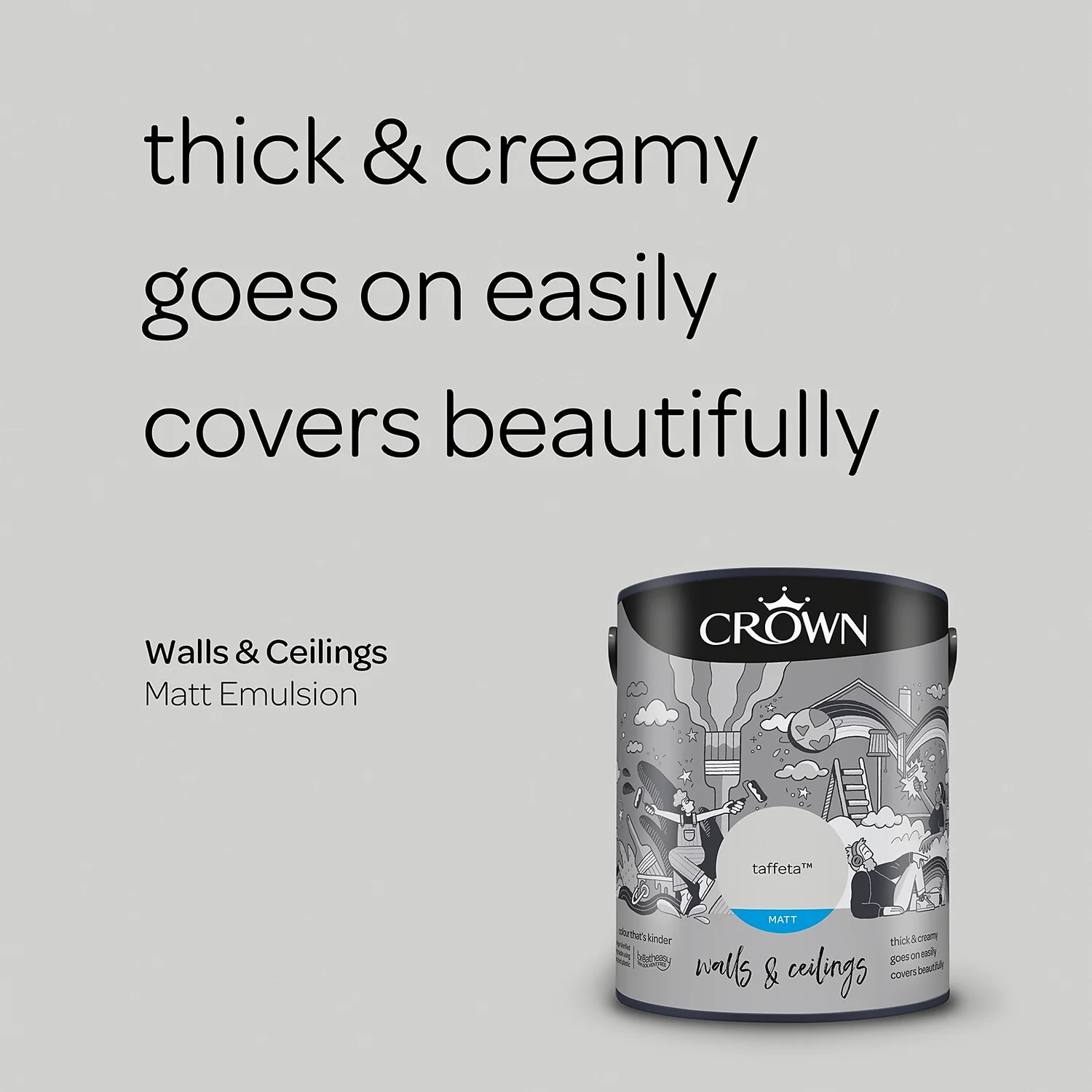 Crown Matt Emulsion Paint Taffeta - 5L 6 Crown Matt Emulsion Paint Taffeta - 5L - Image 4